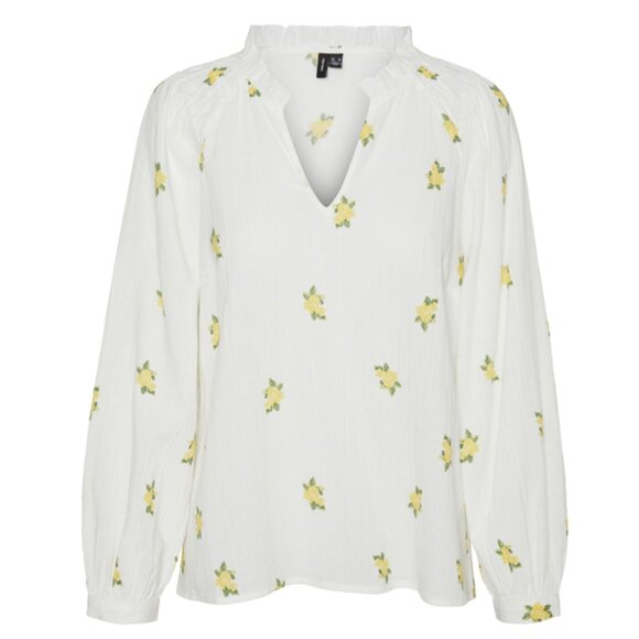 VERO MODA Maya Floral Long Sleeve Top, Snow White, Small - Picture 15 of 15